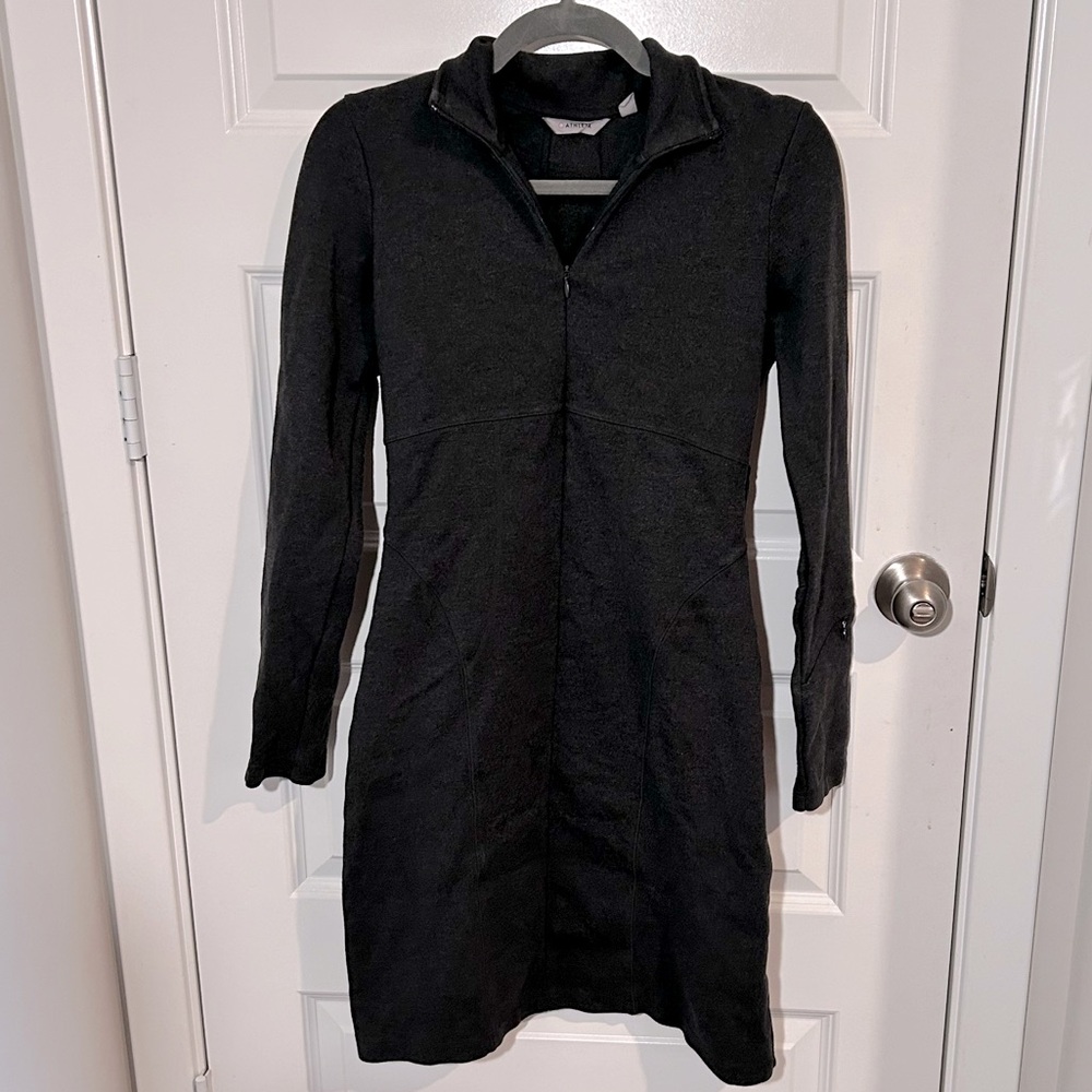 Athleta Cassidy Long Sleeve Scuba Zip Front Ponte Knit Dress Gray Women's Small